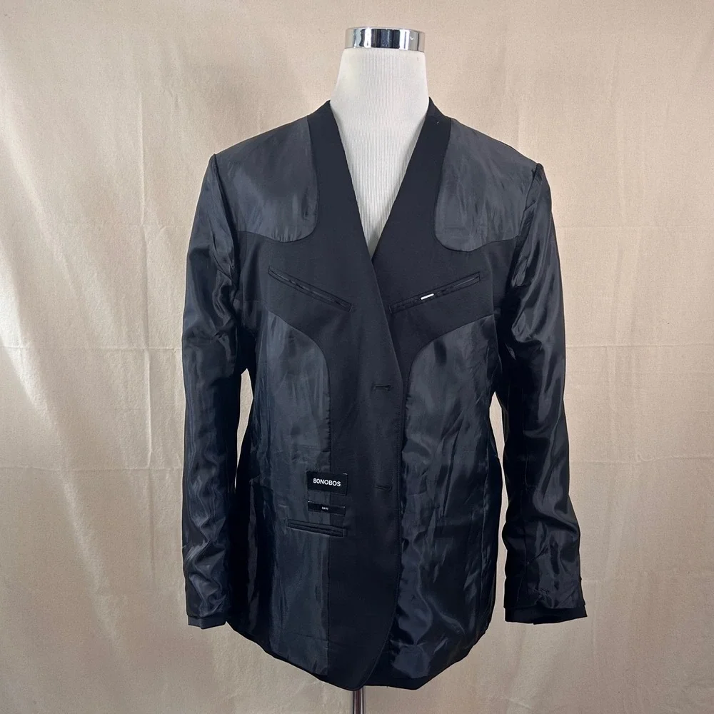 Bonobos 46R Slim Fit Sport Coat Wool Blend Black Two Button Double Vented